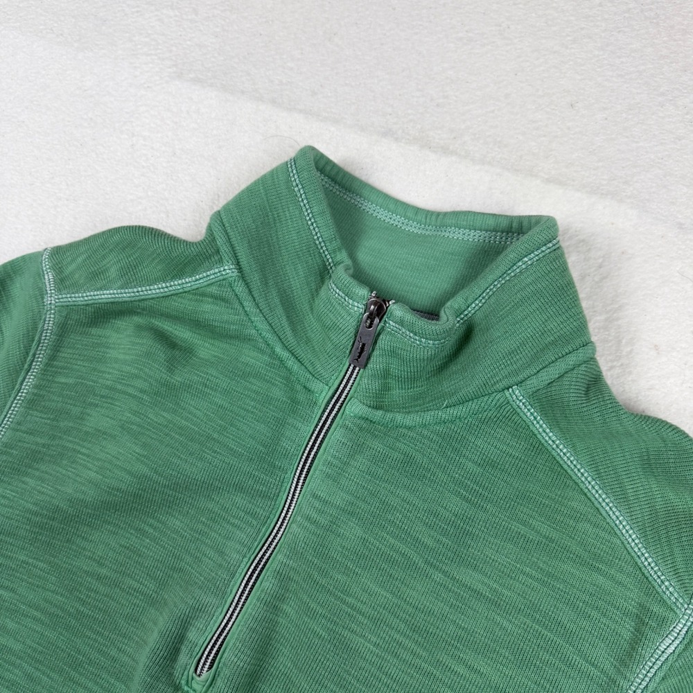 Tommy Bahama Mens‎ Green Quarter Zip Pullover Cotton Tencel Marl Logo Size M
